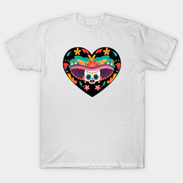 Day of the dead Heart T-Shirt by Rockadeadly